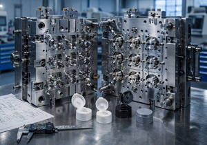 Изготовленная на заказ пресс-форма для литья крышек с откидной крышкой с несколькими полостями